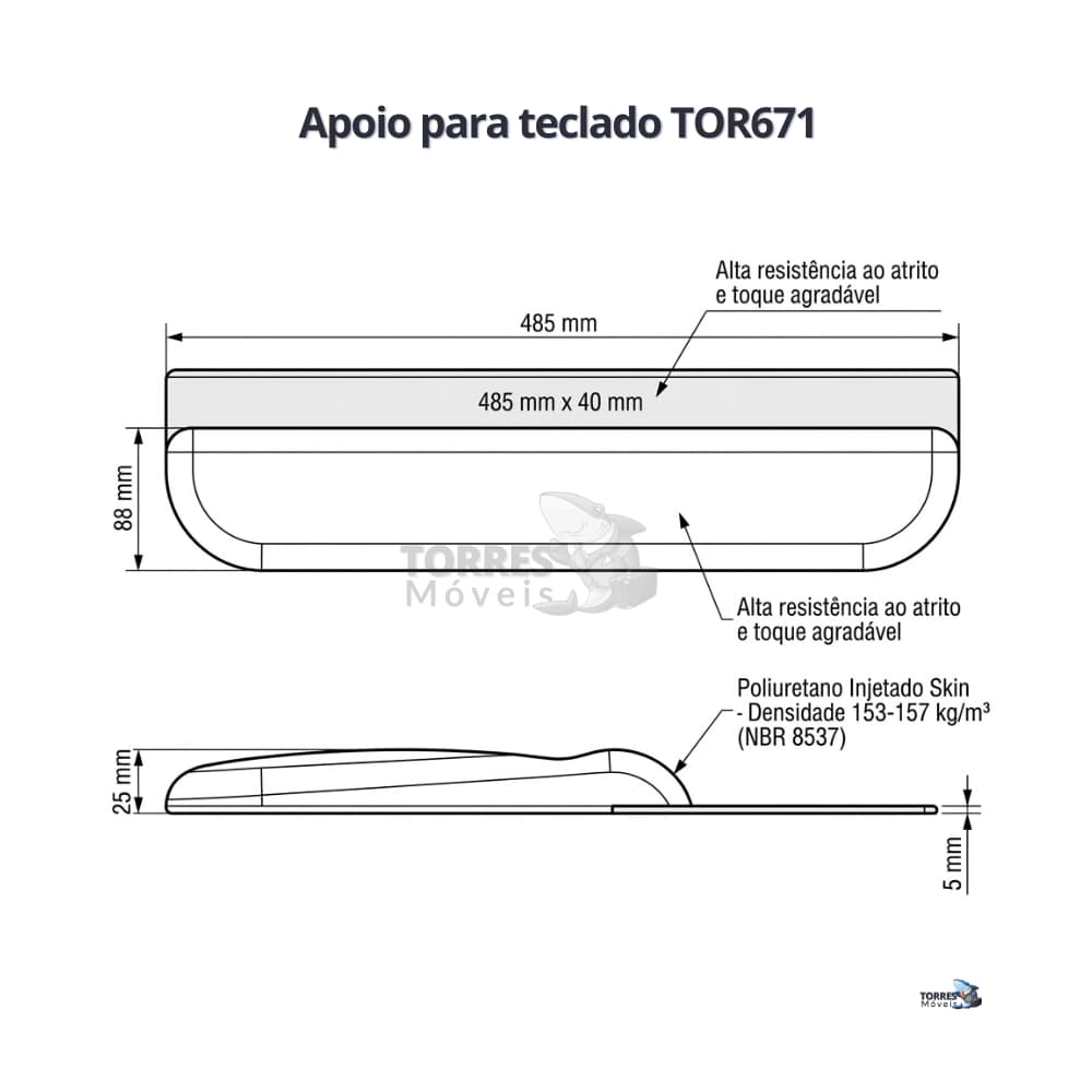 Apoio de Punho para Teclado TOR671 - Imagem 3